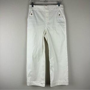 Spanx White Shaping Stretch Twill Cropped Wide Leg Pants Size Large